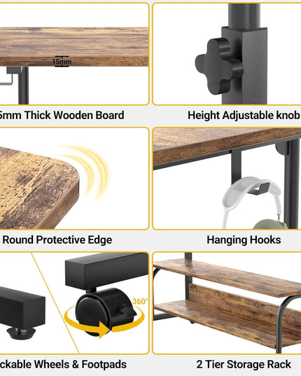 32" Height Adjustable Standing Desk with Power Outlets 