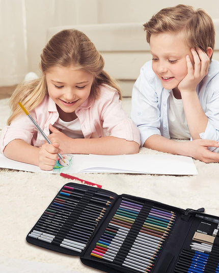 ArtPac-76 Pack Drawing Kit, Pro Art Supplies with 3-Color Sketchbook, Include Tutorial, Colored, Graphite, Charcoal, Watercolor & Metallic Pencil