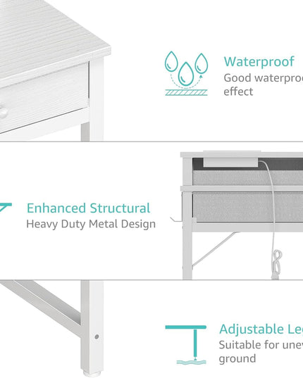 Small White Kids Desk with Fabric Drawers 