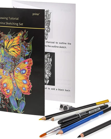 ArtPac-76 Pack Drawing Kit, Pro Art Supplies with 3-Color Sketchbook, Include Tutorial, Colored, Graphite, Charcoal, Watercolor & Metallic Pencil