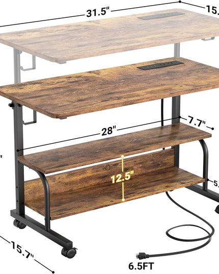 32" Height Adjustable Standing Desk with Power Outlets 