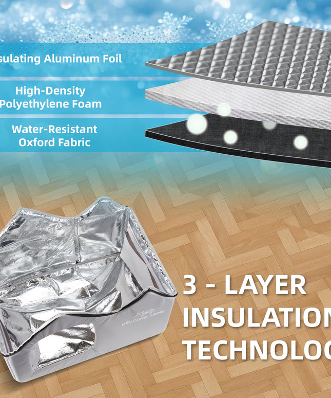 Thermal Insulated Pet house for keeping warm or cool (+with ice packs), All seasonal dog & cat house or for stray shelter L60x42x38