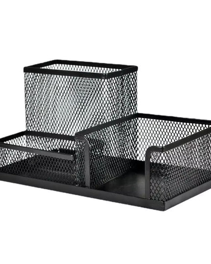 Mesh Desk supplies Organizer with Pencil Holder and Storage Baskets for Desktop Accessories, 3 Compartments