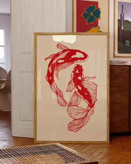 Red Koi's canvas print wall decoration art poster- no frame