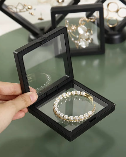 10Pcs,Transparent Floating Display Box, Plastic Film for Jewelry, collectibles-11x11cm