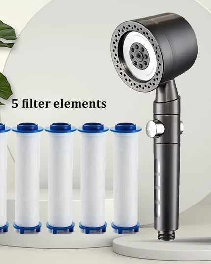 High Pressure Water Saving Filter Shower Head with 5 pressure Modes- set with 5 filter or 1.5M extension