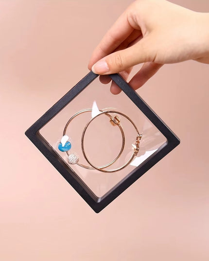 10Pcs,Transparent Floating Display Box, Plastic Film for Jewelry, collectibles-11x11cm