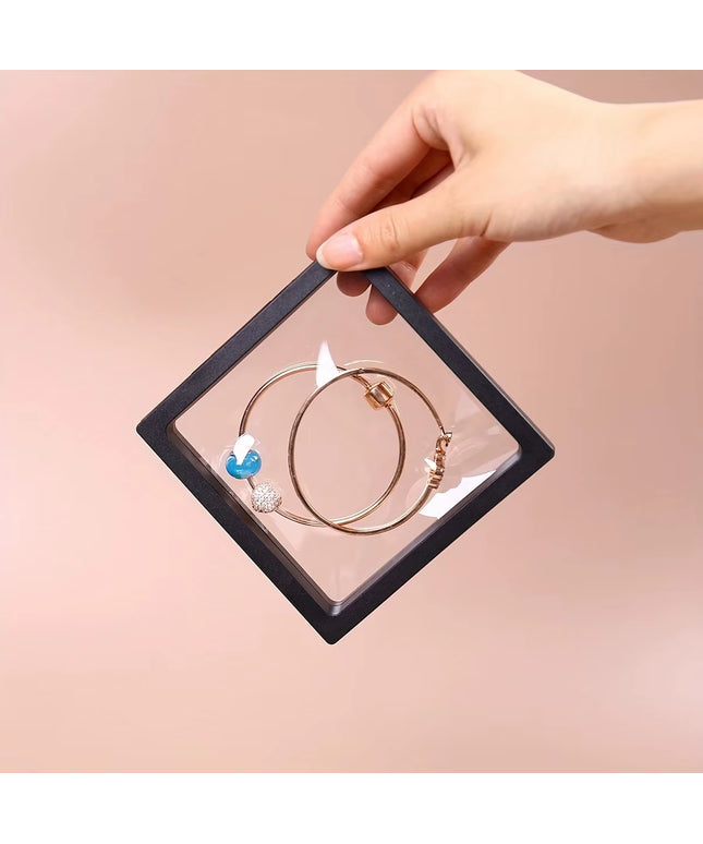 10Pcs,Transparent Floating Display Box, Plastic Film for Jewelry, collectibles-11x11cm