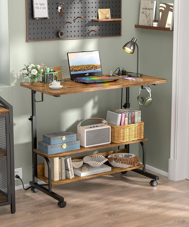 32" Height Adjustable Standing Desk with Power Outlets 