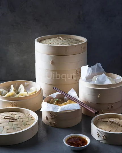 One Cage or Cover Cooking Bamboo Steamer Fish Rice Vegetable Snack Basket Set Kitchen Cooking Tools Dumpling Steamer Steam Pot