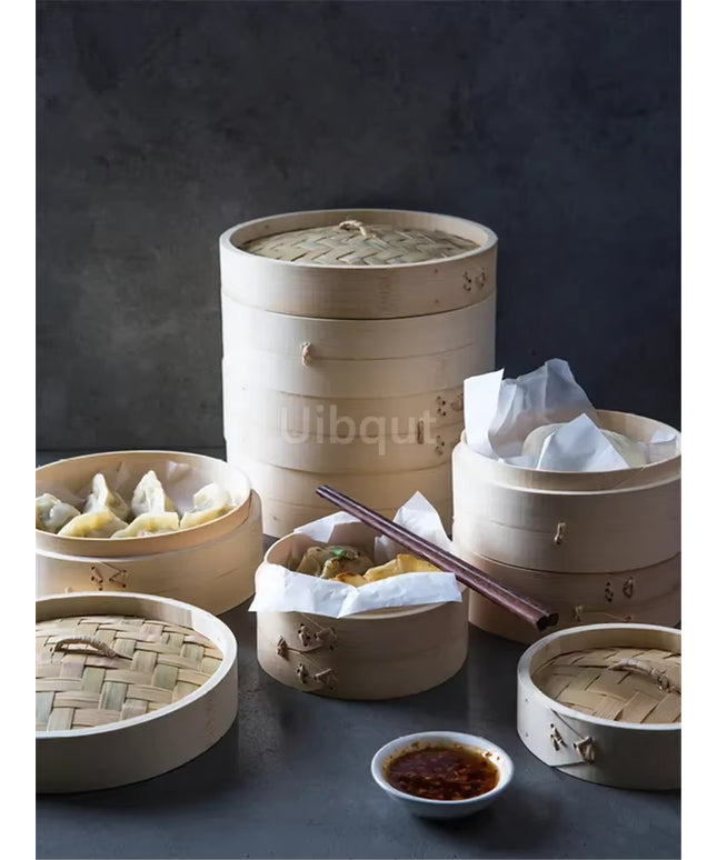 One Cage or Cover Cooking Bamboo Steamer Fish Rice Vegetable Snack Basket Set Kitchen Cooking Tools Dumpling Steamer Steam Pot