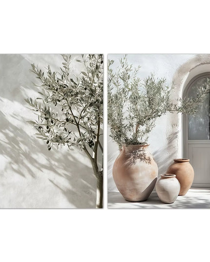 2Pcs Set Olive Tree Shadow Vase Canvas Print decoration Posters