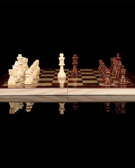 3 in 1 folding Wooden games set (chess / checkers / backgammon )-34x34cm