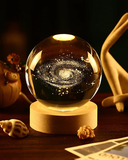 Aesthetic Moon and solar system Crystal Sphere  Clear Glass Galaxy Globe Night Light art