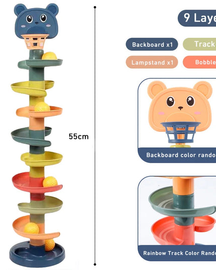 Montessori baby toys ,Track Rolling Sliding Ball up to 9 layers height adjustment 