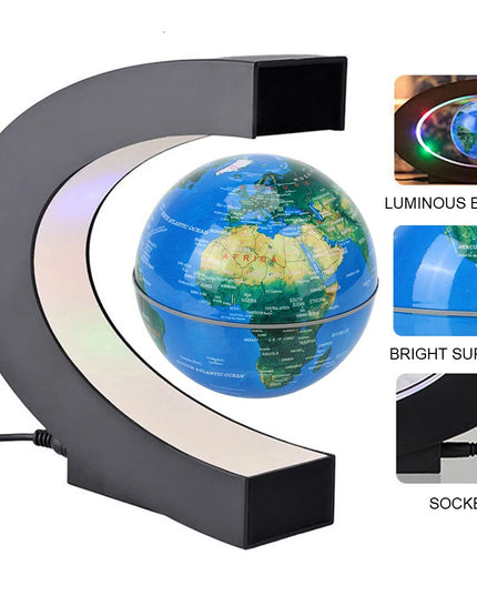 LED Electronic Floating World Map Magnetic Levitation Globe Lamp Light Home Decoration- EU plug