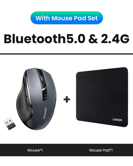 Ergonomic Wireless Mouse – Silent Click, 4000 DPI, 6 Buttons, 5.0 Bluetooth 
