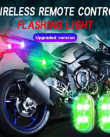 8 Pcs Set of Rechargeable 8 Color Choice Waterproof Wireless and Bright LED Strobe Lights for cars and bikes (interior or exterior)-With remote