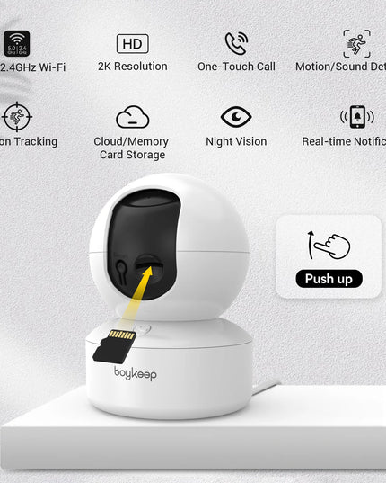 2K USB plug Camera with Phone App, 5G/2.4Ghz Wifi Indoor Security Camera with 360° Tilt, 2-Way Audio, Night Vision for baby / pets