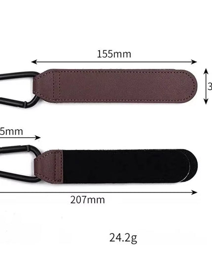 2Pcs Leather Adjustable Holding Hooks for strollers, bicycles, wheelchairs, shopping carts