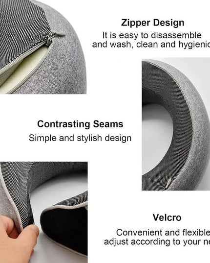 Portable Travel Snail Style Neck Pillow Memory best for Neck Support, Soft and supports all around the neck