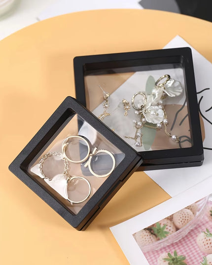 10Pcs,Transparent Floating Display Box, Plastic Film for Jewelry, collectibles-11x11cm
