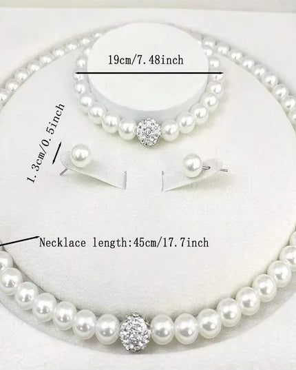 women's 3 PCS silver Pearl jewelry set (Necklace +Bracelet +Earring)
