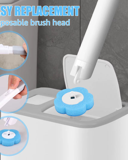 Toilet Brush with Disposable Replacement Head Kits and 30 brush heads