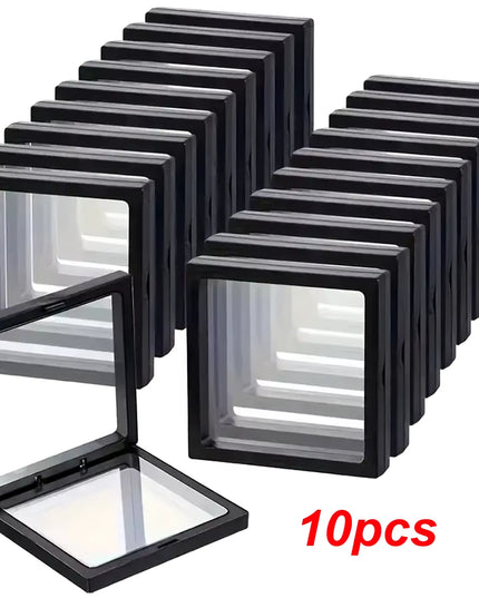 10Pcs,Transparent Floating Display Box, Plastic Film for Jewelry, collectibles-11x11cm