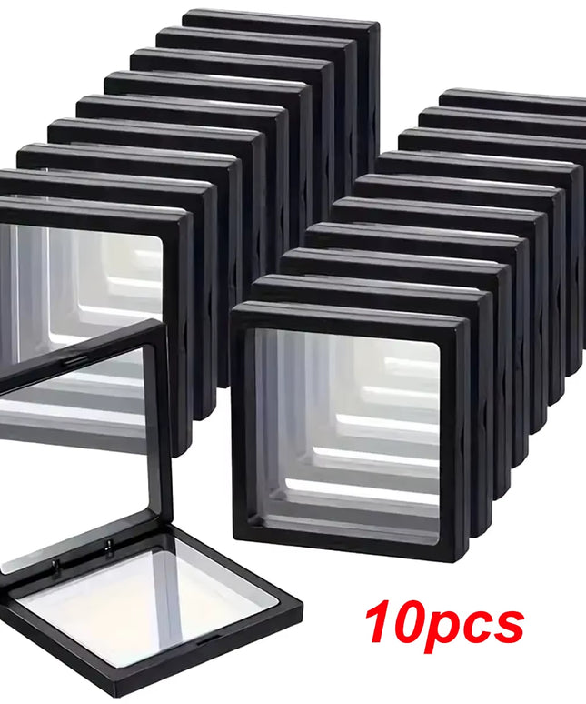10Pcs,Transparent Floating Display Box, Plastic Film for Jewelry, collectibles-11x11cm