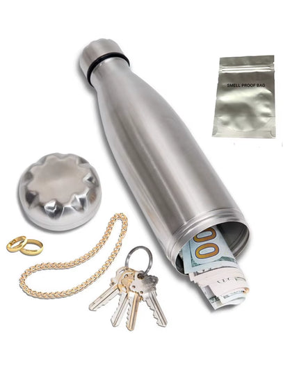 Stainless Steel Tumbler Safe Diversion Bottle Can with a Food Grade Smell Proof Bag Bottom Unscrews to Store