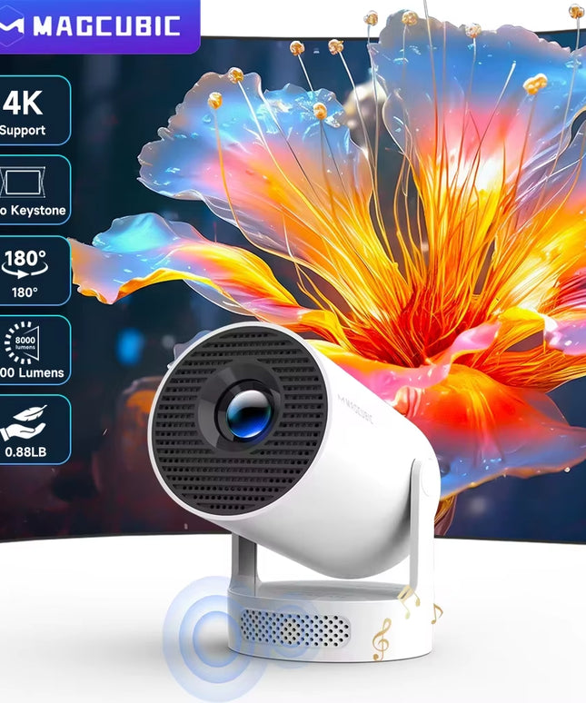 8K HY300 Pro+ Portable WiFi Projector – Android Home Theater