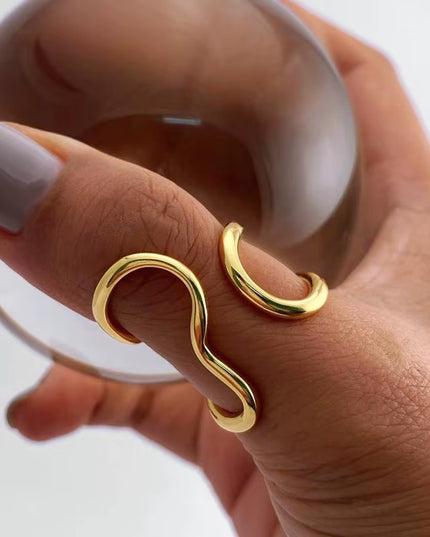 Stainless Steel Waterproof gold open Ring 