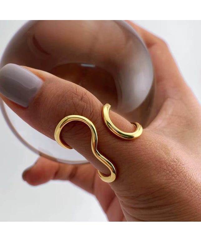 Stainless Steel Waterproof gold open Ring 