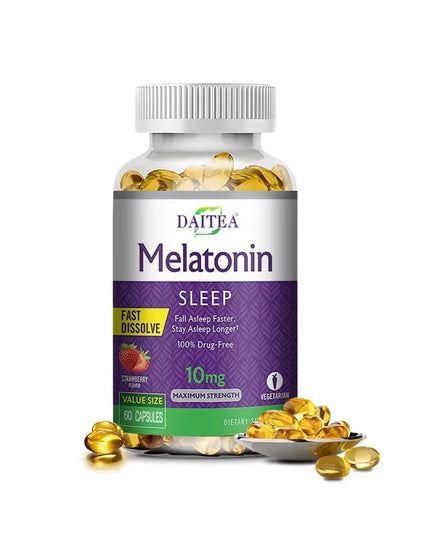 1 bootle / 60 strawberry flavored Melatonin 10Mg capsules for healthy and quick Sleep Dietary Supplement