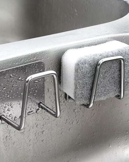 2Pc Stainless Steel Sink Sponge Rack or wall mounted Kitchen Supplies holder 