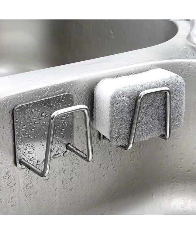 2Pc Stainless Steel Sink Sponge Rack or wall mounted Kitchen Supplies holder 