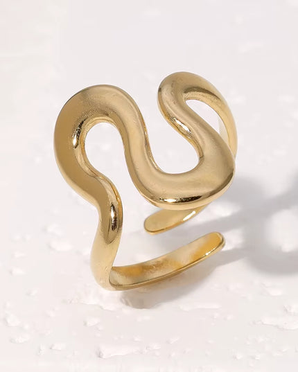 Stainless Steel Waterproof gold open Ring 