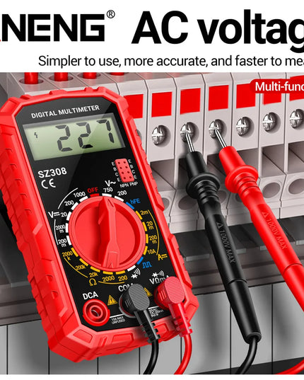 SZ308 Digital Multimeter AC/DC Current Voltage Meter, LCD Backlight Ohm Square Wave Test