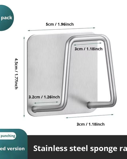 2Pc Stainless Steel Sink Sponge Rack or wall mounted Kitchen Supplies holder 