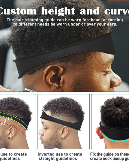 Men's DIY Home Haircuts headband -  Curved Silicone design haircut/ Neckline Shaving Template and Guide 