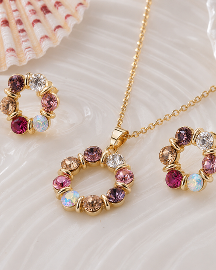 Gold Crystal Jewelry Set – Necklace & Earrings Collection