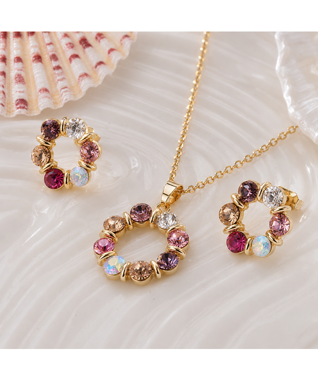 Gold Crystal Jewelry Set – Necklace & Earrings Collection