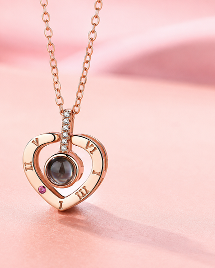 LoveHeart Projection Necklace – “I Love You” in 100 Languages Romantic Pendant Gift