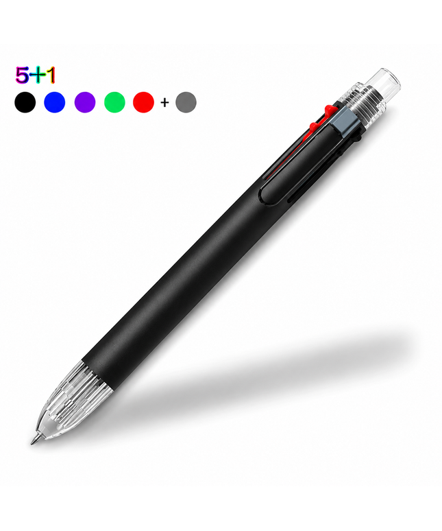 6-in-1 Multicolor Ballpoint Pen & Mechanical Pencil with Eraser