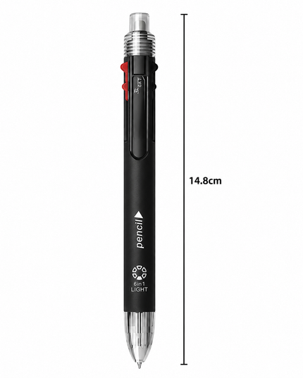 6-in-1 Multicolor Ballpoint Pen & Mechanical Pencil with Eraser