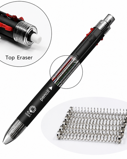 6-in-1 Multicolor Ballpoint Pen & Mechanical Pencil with Eraser