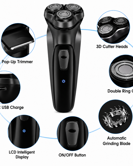 Rechargeable 3D Rotary Electric Shaver for Men -  USB