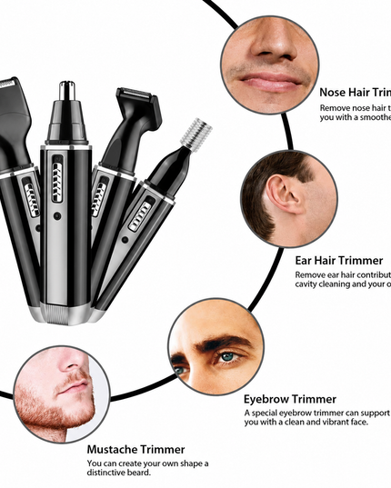 4-in-1 Rechargeable Grooming Trimmer for Nose, Ear, Beard & Detail Trimming