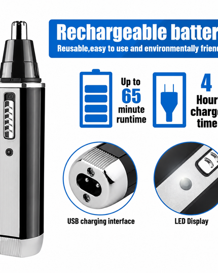 4-in-1 Rechargeable Grooming Trimmer for Nose, Ear, Beard & Detail Trimming